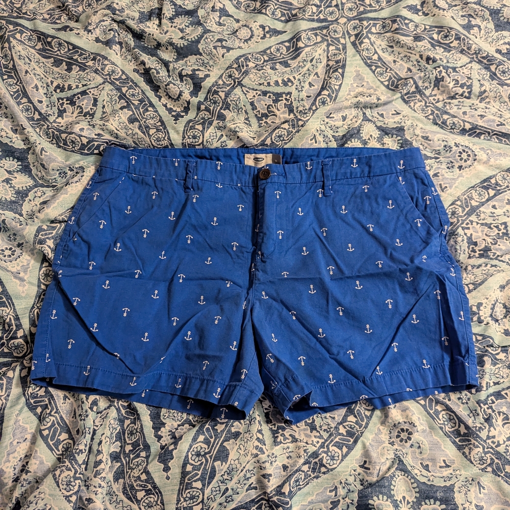Blue Anchor Print Women's Shorts